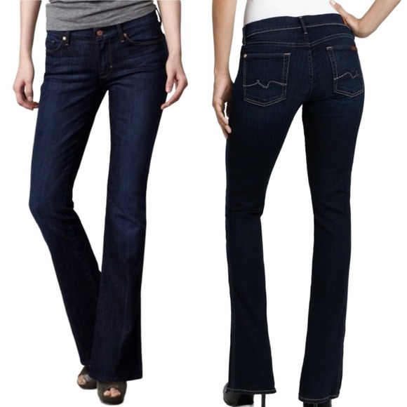 7 For All Mankind Dark Wash Denim Kaylie Boot Cut / Mini Flare Jeans Size 26 - Picture 1 of 9